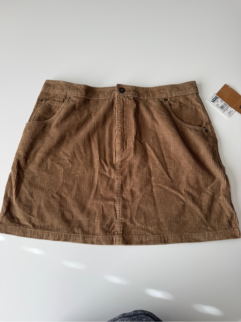 Vans Women's Tan Ground Work Corduroy Carpenter Mini Skirt Grunge Style Size 31